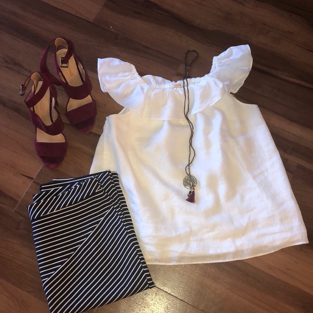 Linen white top JCrew